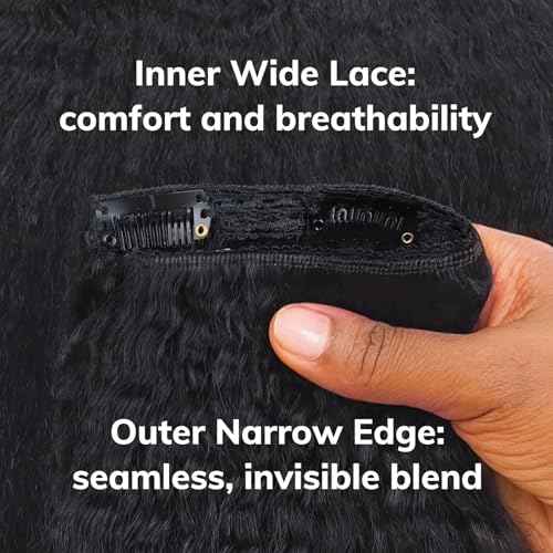 IDN BEAUTY Clip in Hair Extensions Real Human Hair Kinky Straight 120g Natural Black Double-layer Lace Clip In for Black Women Soft Breathable Lace Invisible Seamlessly Blending 7pcs 20 Inch