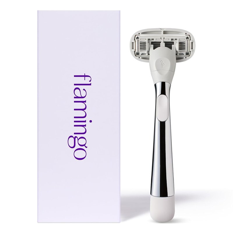 Flamingo Women's Razor - Polished Chrome Handle with Blade Refill | Smooth Shaving Experience