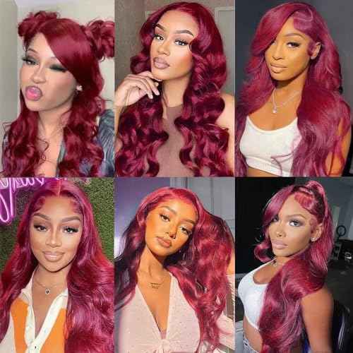 99j Burgundy Bundles Human Hair Body Wave Bundles Human Hair 30 32 34 Inch Wine Red Brazilian Hair 3 Bundle 100 Gram Per Bundle Unprocessed Virgin Remy Hair Extensions For Black Women