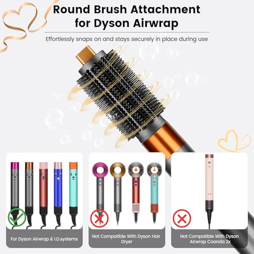 Upgraded Round Volumizing Brush Attachment for Dyson Airwrap HS01 HS05 HS08 Accessories, Upgraded Bristles for Dry Hair Add Volume Style Bangs Smooth Hair