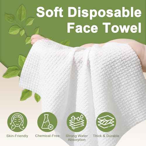 KODAMO Disposable Face Towels ? 2 Pack (100 Count) ? Ultra Soft & Thick Biodegradable Makeup Remover Cloths ? Lint-Free Facial Cleansing Cloths in Paper Box