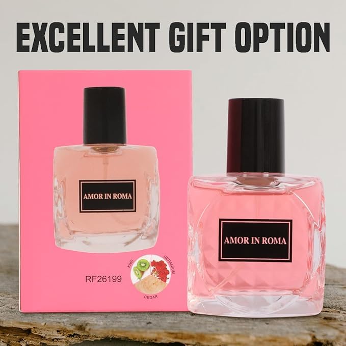 Valentine Intense and Amor in Roma Perfume Gift Set for Women EDP – (3.3oz x2) Jasmine & Vanilla Fregrance Perfume Set with a Modern Elegant Twist, Plus 2 Refillable 5ml Travel Spray Bottles
