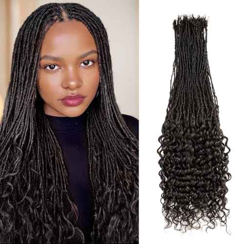 Teresa 0.2cm Micro Sister loc Extensions Human Hair Micro Locs Extensions Human Hair Interlocking Sisterlocks Sister Locs Curly Ends 100% Real Human Hair Dreadlock Extensions£¨18 Inch 30 Strands£©