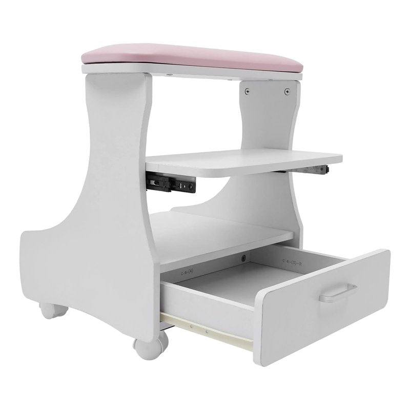 Foot Bath Spa Trolley Cart for Foot Rest Massage Table,Modern Trolley for Foot Bath Pedicure Foot Rest,Footbath Stool with Wheels for Home Bathroom Salon Supplies (Pink)