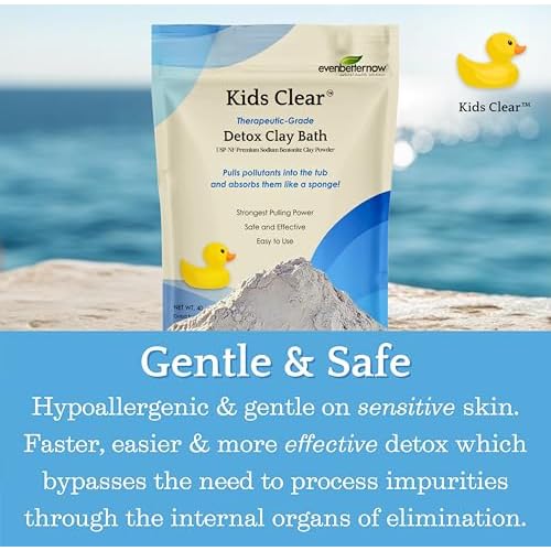 Kids Clear Detox Clay Bath, 100% Pure Sodium Bentonite - Cleansing and Purifying, by -Evenbetternow LLC ? 2.5 lb (40 oz) Standard Size
