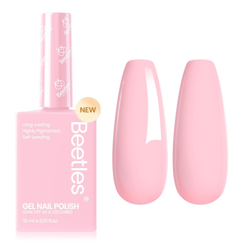 Beetles Pink Gel Polish - Fairy Floss 15ML/0.51Fl Oz, Pastel Light Pink Gel Nail Polish, Soak Off UV LED Lamp Nail Art, Long-Lasting Manicure Salon DIY Home Summer Nails