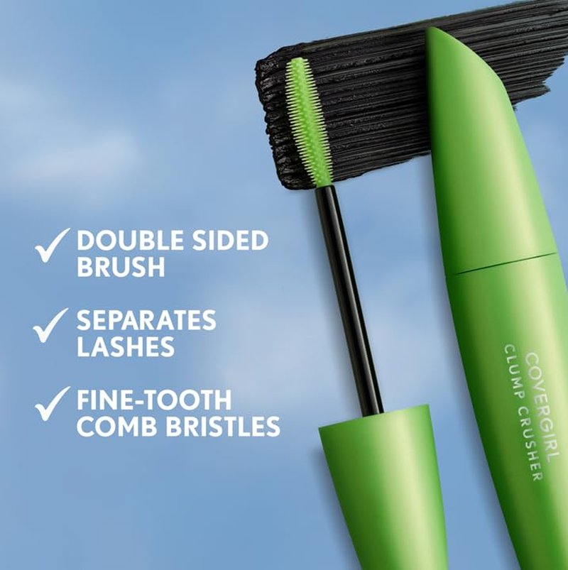 COVERGIRL Clump Crusher Mascara - 20X Volume, Double-Sided Brush, Long-Lasting | 800 Very Black