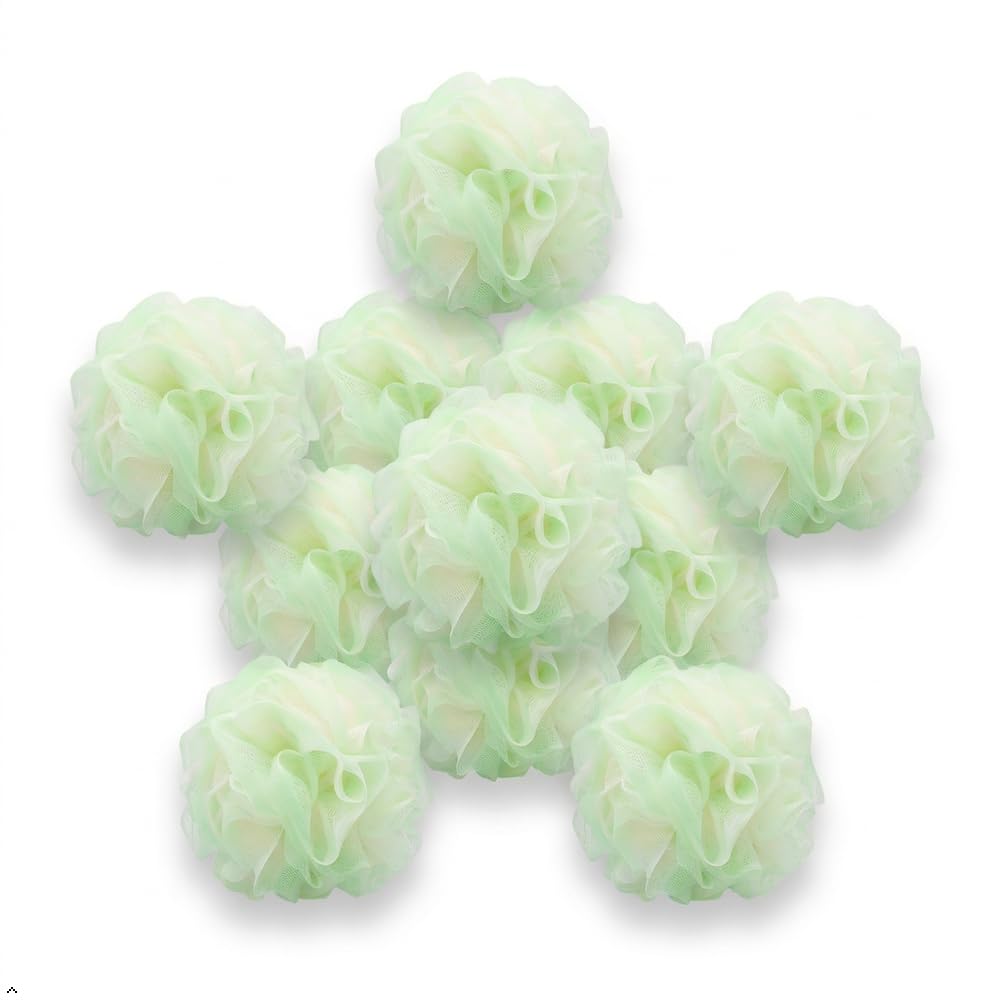 10 Pieces Bath Sponge Shower Loofahs Bulk Bath Luffas Exfoliating Body Scrubber Pack Colorful Mesh Balls Travel Cleaning Wash Puff Bathing Accessories for Kids Women Men Body Wash