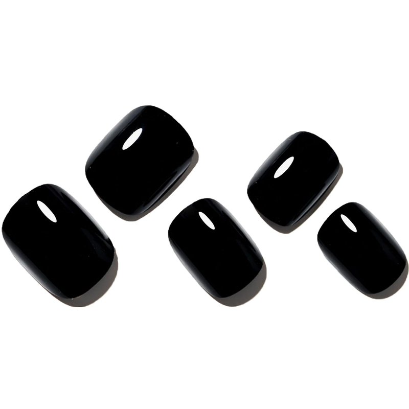 GLAMERMAID Black Extra Short Press on Nails, Natural Pure Black Fake Nails Short Squoval, Dark Gothic Square Soft Gel Glue on Nails, Acrylic False Nails, Opaque Glossy Round Emo Fake Nails for Women