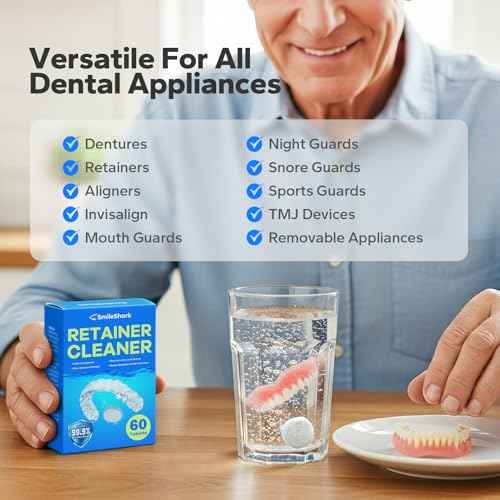 Retainer Cleaner (60 Tablets), Denture Cleaning Tablets, Powerful Cleaning Agents Odor Neutralizing, Odor-Free With a Pleasant Minty Scent, Versatile For All Dental Appliances