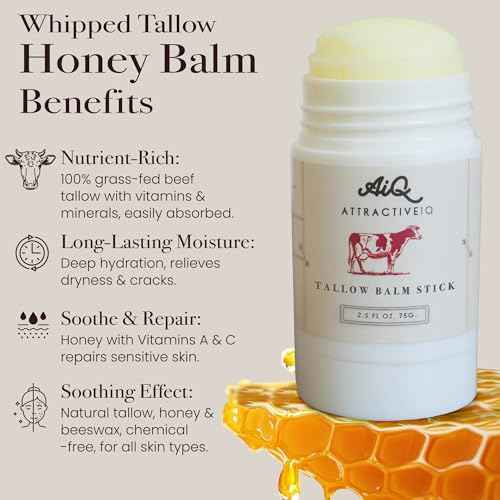 New Zealand Grass Fed Ethically-Sourced Beef Tallow for Skin? Stick with Vitamin E, Raw Honey, Olive Oil ? Premium Ingredients & Cruelty-Free Tallow Face Moisturizer, Longevity & Firming - 75g