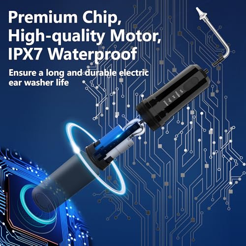 Ear Wax Removal, Ear Cleaning Kit, Electric Ear Cleaning with 4 Pressure Modes, 6 Reusable Replacement Tips, Black
