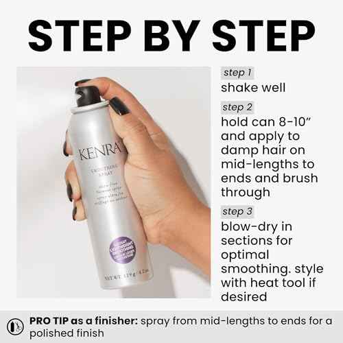 Kenra Professional Smoothing Spray | Ultra-Fine Blowout Spray | Heat Protectant | Provides Instant Smoothing For Fine To Medium Hair | Up to 3 Days of Frizz Control | Humidity Resistance | 4.2 oz.
