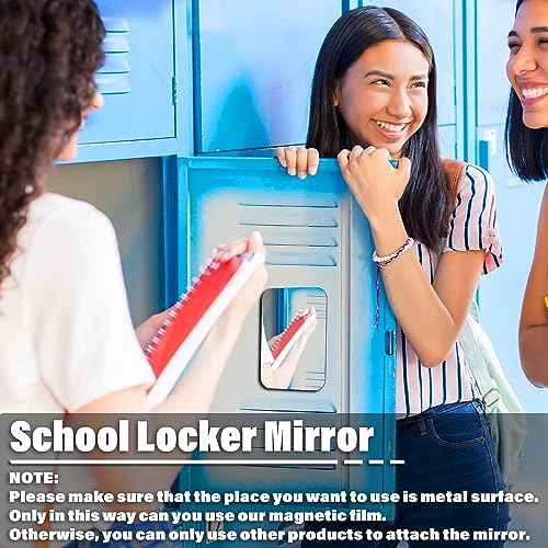 Magnetic Locker Mirror | Frameless Glass with Strong Magnetic Backing, Rounded Corners & Smooth Polished Edges | HD True Reflection for Dorm, Gym, Office, Fridge, Toolbox (7 * 9 Inch)