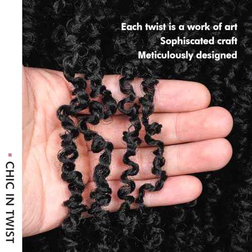 ToyoTress Yanky Twist Crochet Hair - 18 Inch 8 Packs (30 Strands/Pcs) Fluffy Spring Mini Twist Passion Twist, Natural Black Long Pre-Looped Crochet Braids Braiding Hair (18 Inch, 8P-1B)