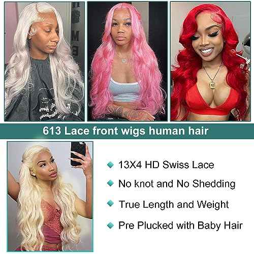 613 Lace Front Wig Human Hair 13x4 Body Wave Blonde Lace Front Wigs Human Hair 180% Density 613 HD Lace Frontal Wig Pre Plucked With Baby Hair 22 Inch