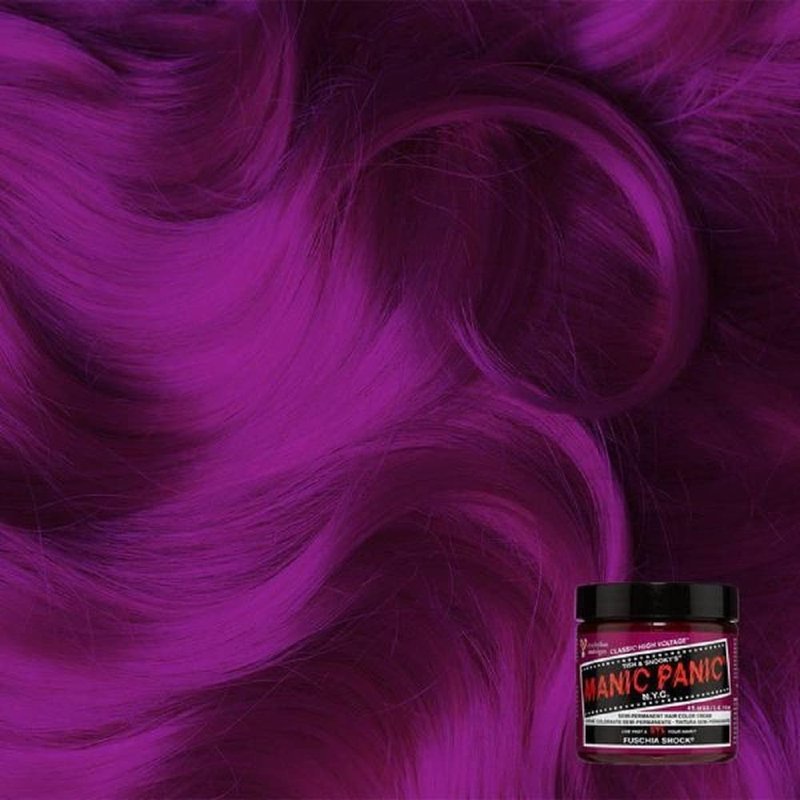 MANIC PANIC Classic Fuschia Shock Hair Color - Dark Pink Semi-Permanent Dye | Vegan & Cruelty-Free, Lasts 4-6 Weeks (3 Pack)