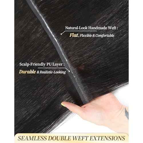 PANEWAY Butterfly Hair Extensions Human Hair 100% Real Remy, Seamless Double Weft Layered Extensions for Volume & Length Lightweight, Natural-Looking,Dyeable & Heat-Friendly(1B,Soft Black,20Inch)