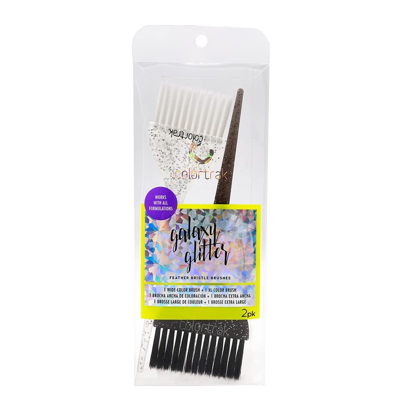 Galaxy Glitter Hair Brush Set - 2 Piece Highlighting & Coloring Brushes | Soft & Stiff Bristles, 2.5" & 3" Wide