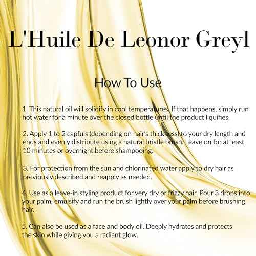 Leonor Greyl L'Huile Pre-Shampoo Treatment for Hair | Hair Oil Treatment for Dry Hair, Protection from the Sun and Water, 3.2 FL OZ, Made In France