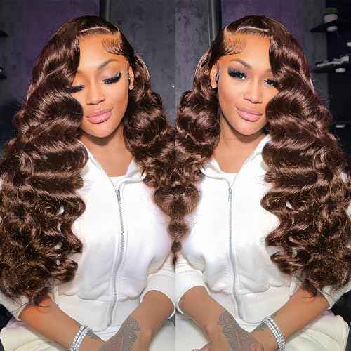 Brown Human Hair Bundles 16 18 20 Inch Loose Wave Bundles Human Hair 12A 100% Unprocessed Brazilian Virgin Hair Loose Deep Wave Bundles Human Hair Extension 4# Color