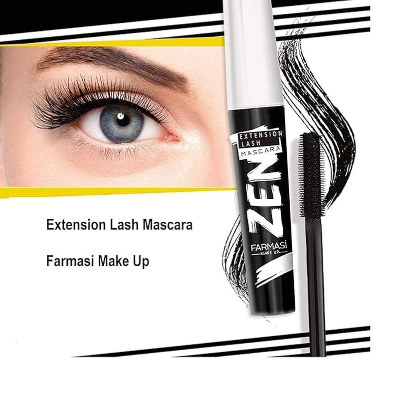 FARMASi Zen Extension Lash Mascara - Lengthening & Volumizing, Clump-Free, Smudge-Free, Blackest Black | 2 Pack