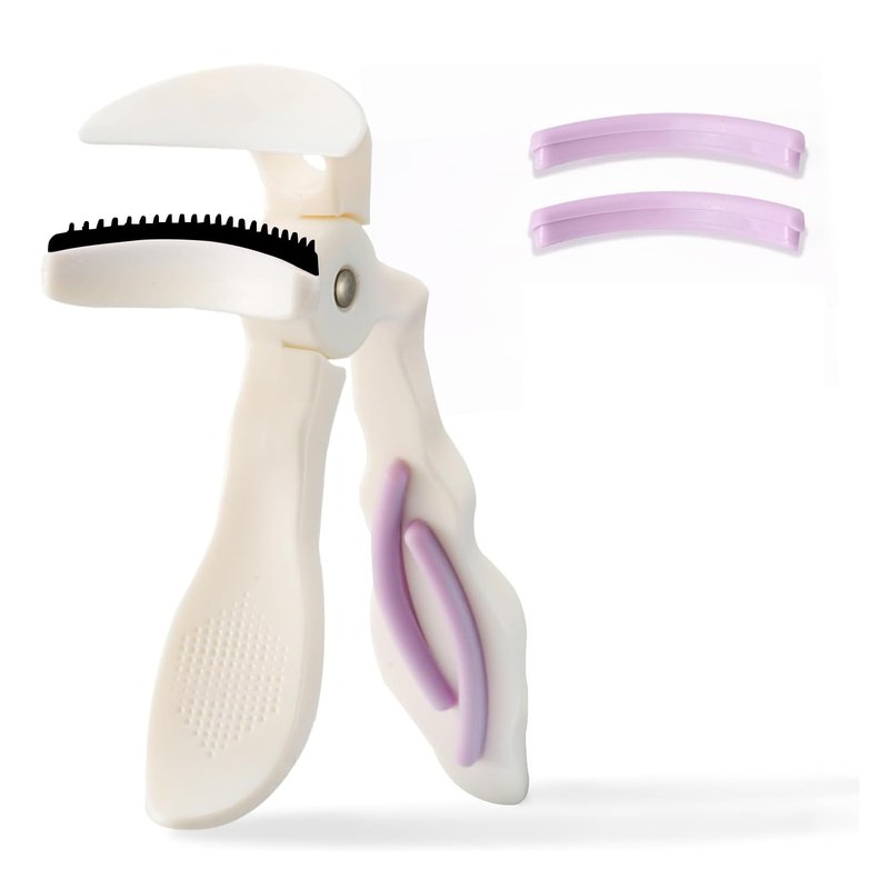 Eyelash Curler, Plastic Eyelash Curlers with Silicone Refill Pads Cute Eye Lash Curler Makeup Tool for Women Girls No Pinching, Purple Eyelash Curler