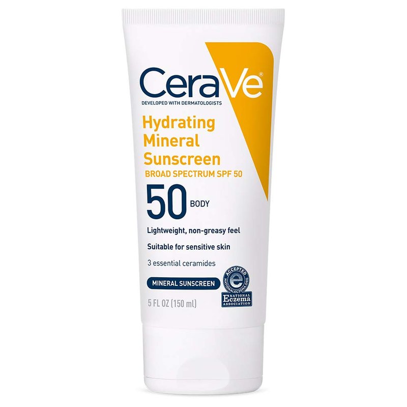 CeraVe Mineral Sunscreen SPF 50 - Hydrating Zinc Oxide & Titanium Dioxide Formula | Oil-Free, 5 oz