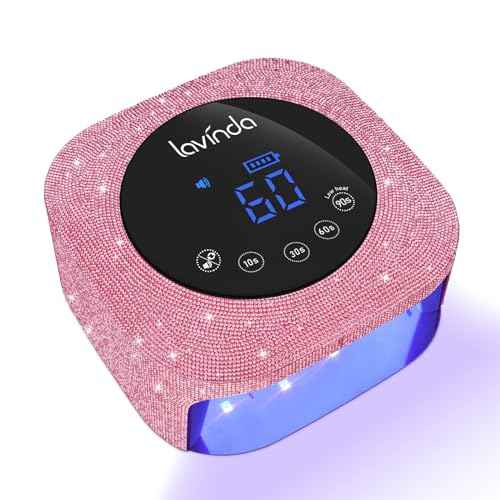 UV Nail Lamp 54W, Cordless Gel UV Led Nail Lamp for Gel Nail Polish, Rechargeable UV Nail Light Nail Dryer with 4 Timer and LCD Display, Professional Fast Curing Lamp Nail Art Tools with Rhinestone