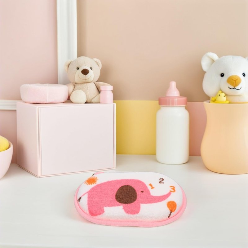 FRCOLOR Baby Bath Sponge Natural Soft Cotton Shower Sponge for Newborns Toddlers Gentle Massage Bathing Accessory 5.31X3.54X1.18 Inch