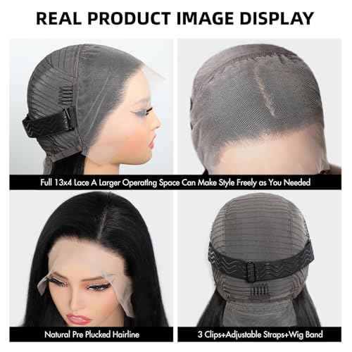 13x4 Lace Front Wigs Human Hair 26 Inch 220 Density Straight Glueless Wigs Human Hair Pre Plucked With Baby Hair