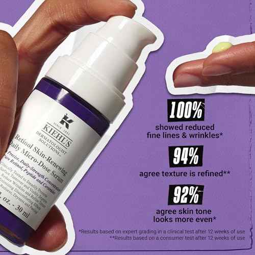 Kiehl's Daily Micro-Dose Anti-Aging Retinol Facial Serum, Reduces Wrinkles, Firms Skin, Evens Skin Tone, Youth Renewing & Hydrating Formula, with Retinol & Ceramides, Paraben-free, Fragrance-free