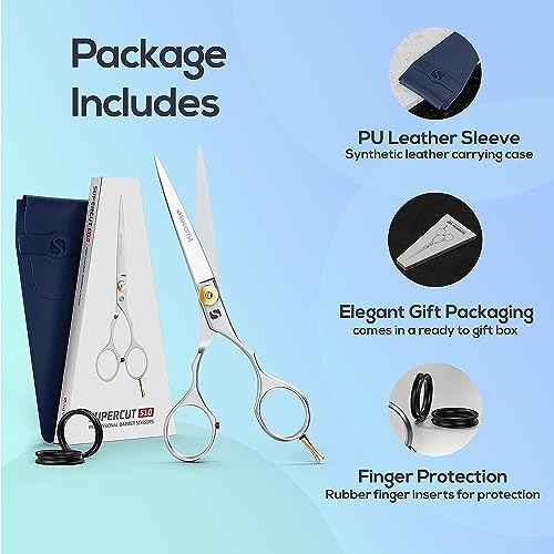 Suvorna 5.5" hair cutting scissors for professional, barber & hairdresser - hair shears for cutting, trimming, grooming, precision, facial hair - Right Hand hair scissors for men, women, kids, adults.