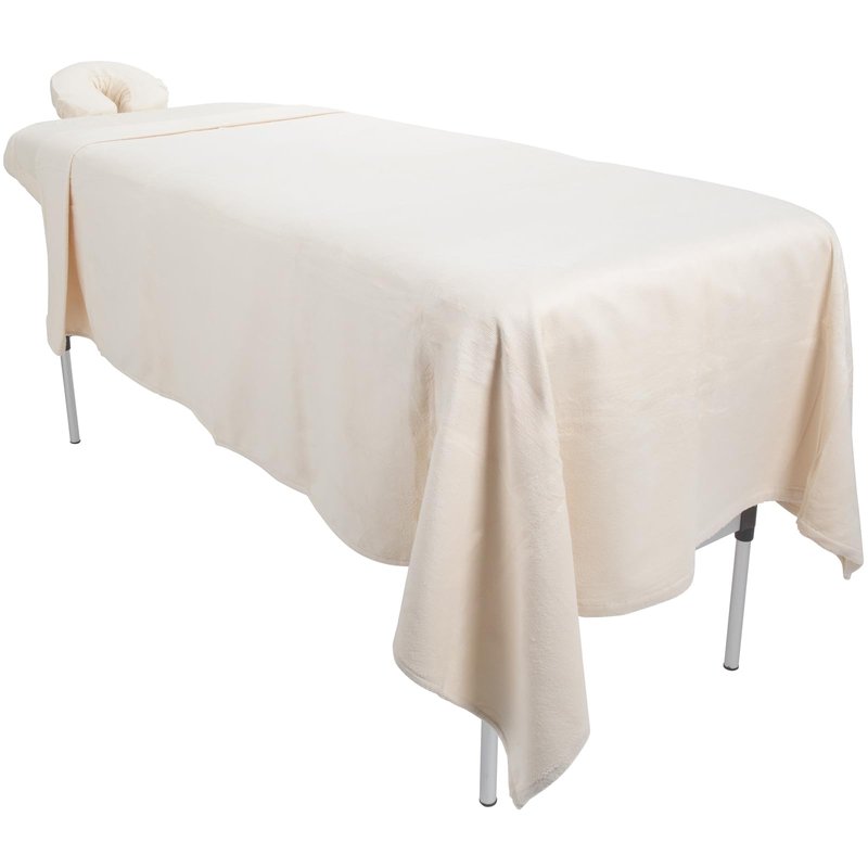 ForPro Luxury TerrySoft 3-Piece Massage Sheet Set, Natural, Ultra-Soft, Stain and Wrinkle-Resistant, Includes Flat and Fitted Sheets and Face Rest Cover