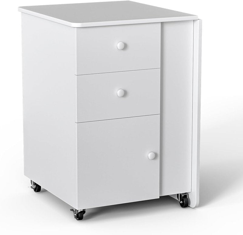 Belandi Foldable Manicure Table Nail Table,Folding Nail Desk Station for Nail Tech w/Electric Downdraft Vent,Lockable Wheels,Foldable Nail Arm Rest,Storage Drawers,Wooden Handles(White)