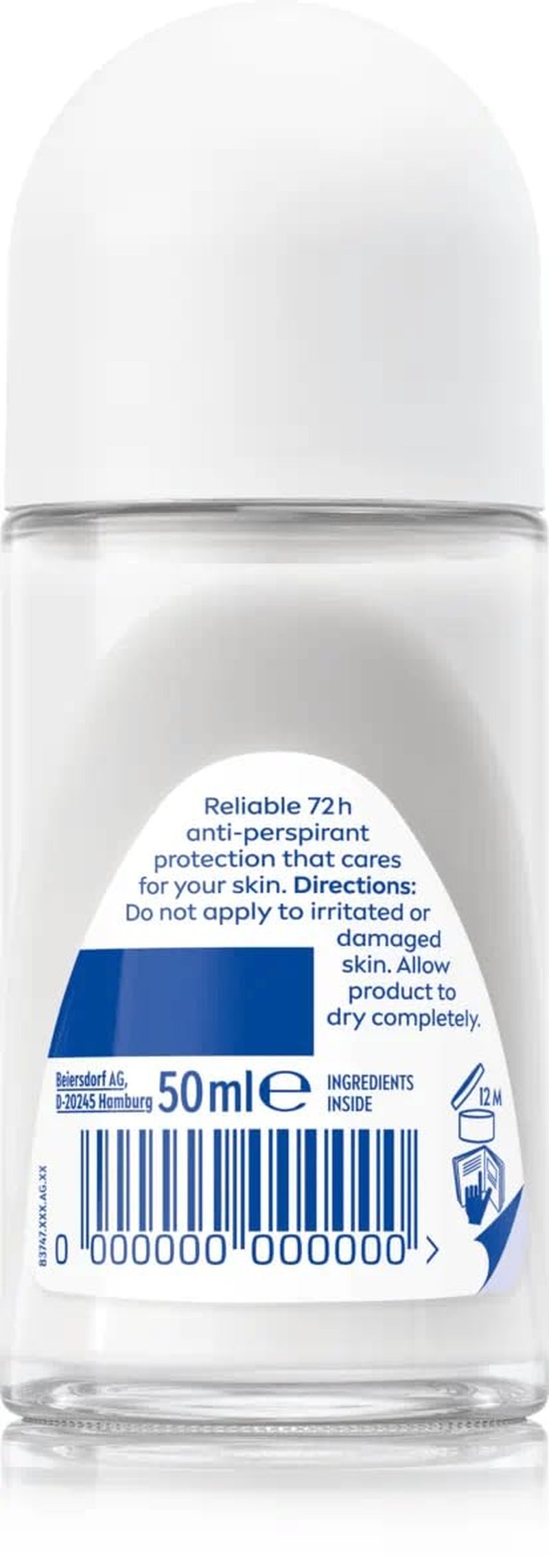 NIVEA Extra Bright 8 Super Food Vitamin C Collagen Booster Underarm Roll-On Deodorant, Alcohol-Free, 72HR Odor Protection, Smooth & Bright Skin, 50ml, 1.69oz, Pack of 3