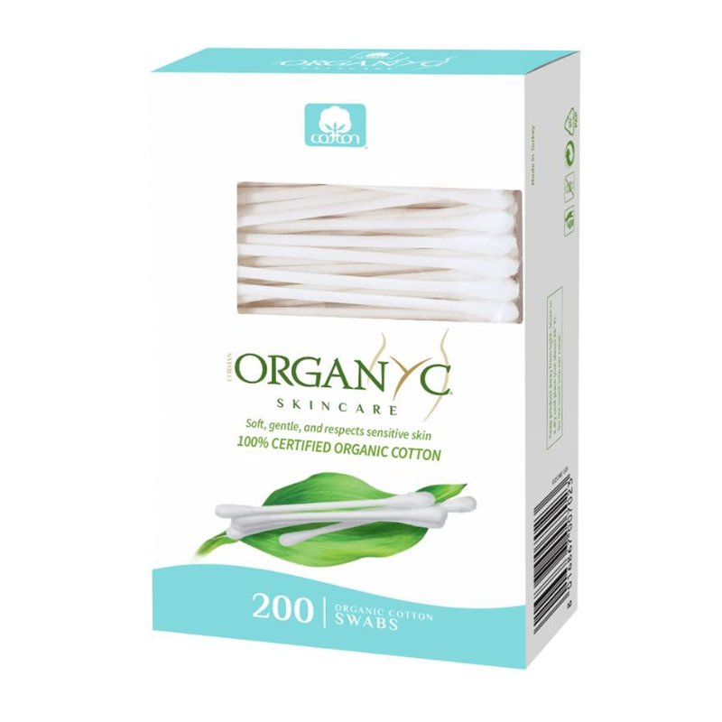 Organic Cotton Swabs - 100% Certified Organic, No Man-Made Materials | 200 Count, White