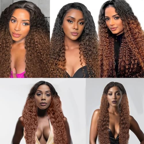 Ombre Brown Bundles Human Hair Deep Wave 10 12 14 Inch Brown Bundles Human Hair 12A Grade Brazilian Virgin Raw Weave 3 Bundles Deep Wave Human Hair Extensions
