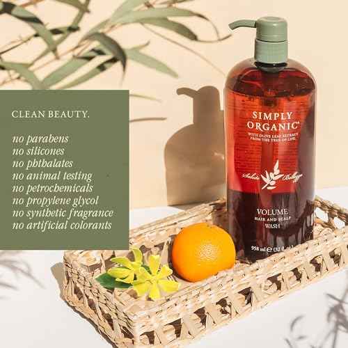 Thinning Hair Volumizing Shampoo Scalp Wash, Made in Italy, All Natural Cruelty Free Hair Care for Women & Men, Sweet Orange, Ylang Ylang, Olive Leaf Extract with Pump, 32fl oz/958 ml, VOLUME