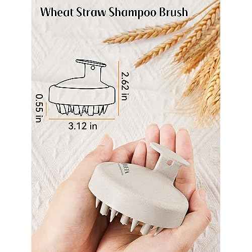 HEETA Hair Scalp Massager for Hair Growth, Shampoo Brush, Scalp Scrubber Exfoliator with Soft Silicone Bristles for Dandruff Removal to Relieve Stress, Wet Dry Use Updated Material, Beige