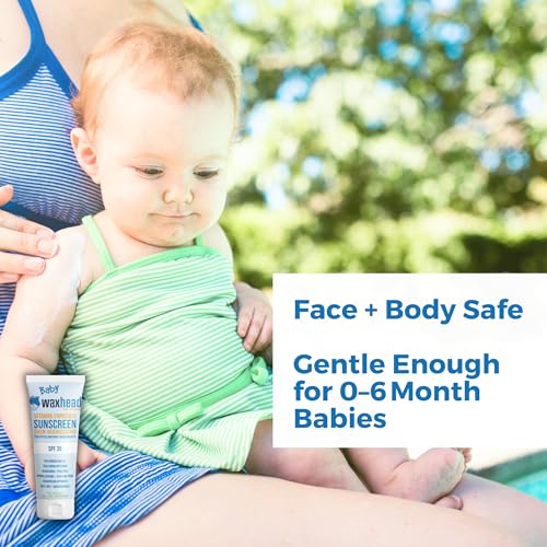 Waxhead Baby Sunscreen SPF?35 ? Non-nano Zinc Oxide Mineral Lotion for 6-12 months Babies + 12-24 Toddlers | Natural Tear?Free + Organic Hypoallergenic, Pediatrician?Recommended Sunblock (4?oz)