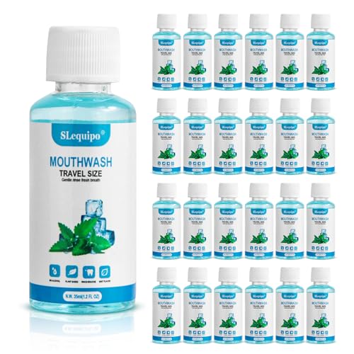 50 pcs Travel Size Mouthwash Bulk Mini Mouthwash, Fresh Mint Portable Mouthwash Individual 1.2oz/35ml Mouthwash Bottles for Travel Toiletry Kits
