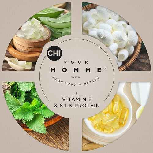 CHI Pour Homme Moisturizing Daily Conditioner For Men, Smooths & Detangles, Made With Aloe Vera & Nettle, Fresh, Woody Scent, Sulfate-Free, 11.5 oz