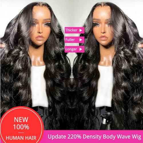 CHUDI 13x6 220 Density Body Wave HD Lace Front Wigs Human Hair Pre Plucked Transparent Lace Frontal Wigs with Baby Hair Glueless Brazilian Wigs Human Hair for Women 20 Inch