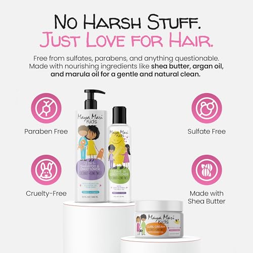 Kids Curly Hair Gift Set | 2-in-1 Kids Shampoo & Conditioner, Curl Cream, & Leave-In Conditioner | Shea Butter, Tear-Free, Frizz Control, & Sulfate-Free, 32 Fl Oz