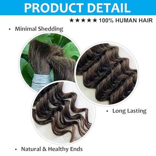 Human Braiding Hair 24 Inch 100g Deep Wave Bulk Human Hair For Braiding Bobo Braids 4# Natural Brown Human Hair Braiding Hair