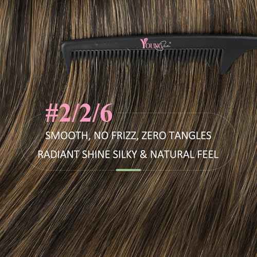 YoungSee Tape in Extensions Human Hair Brown Balayage Tape in Hair Extensions Human Hair Dark Brown Ombre Ash Browns Tapes-in Extension Real Hair 18 Inch Hair Extension Tape-in for Women 20pcs 50g