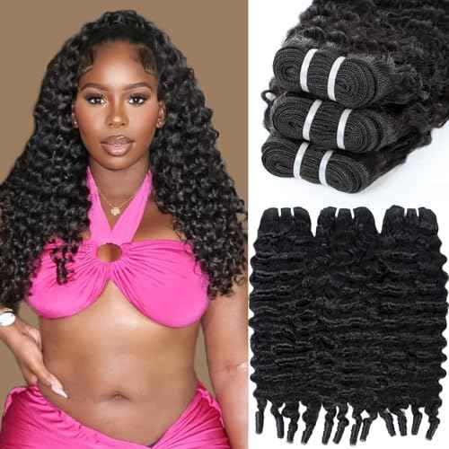 Burmese Curly Bundles Human Hair 16 18 20 Inch 100% Unprocessed Quick Weave 3c4a Deep Wave Bundles with Spiral Curly End Real Human Hair Extensions 12A Burmese Curly Human Hair Bundles Natural Black