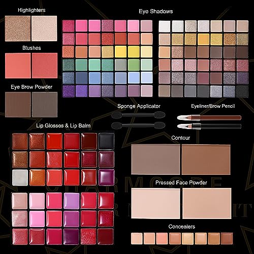 Full Makeup Kit, Makeup Sets for Women Full Kit, All in One Make Up Gift Set for Girls & Women with Eyeshadow,Liquid Lipstick,Foundation,Mascara,Blush,Eyeliner,Contour,Brushes and More