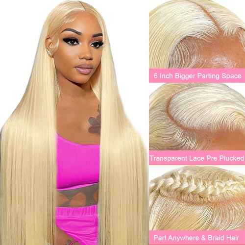 30 Inch 613 Lace Front Wig Human Hair 200 Density Blonde Wig Human Hair Straight 13X6 HD Transparent Lace Front Wigs Human Hair Pre Plucked Blonde 613 HD Lace Frontal Glueless Wigs for Women